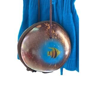 coconut hardshell crossbody fish change purse small round painted coin purse